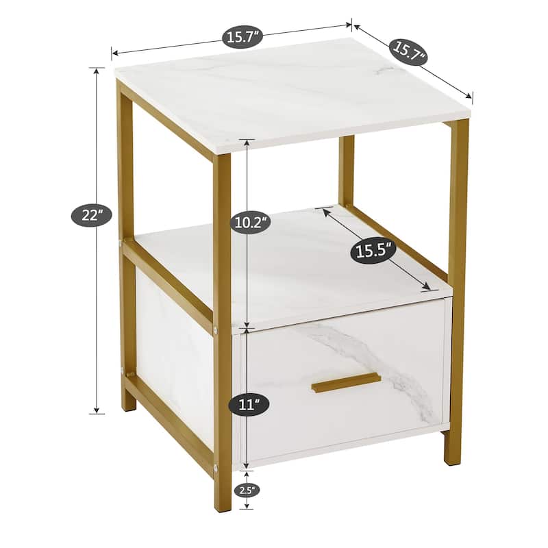 Javlergo (Set of 2) 1-Drawer Nightstand, Modern Square End Side Table for Bedroom, Living Room