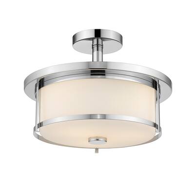 Z-Lite Savannah 2 Light 14" Wide Semi-Flush Drum Ceiling Fixture with
