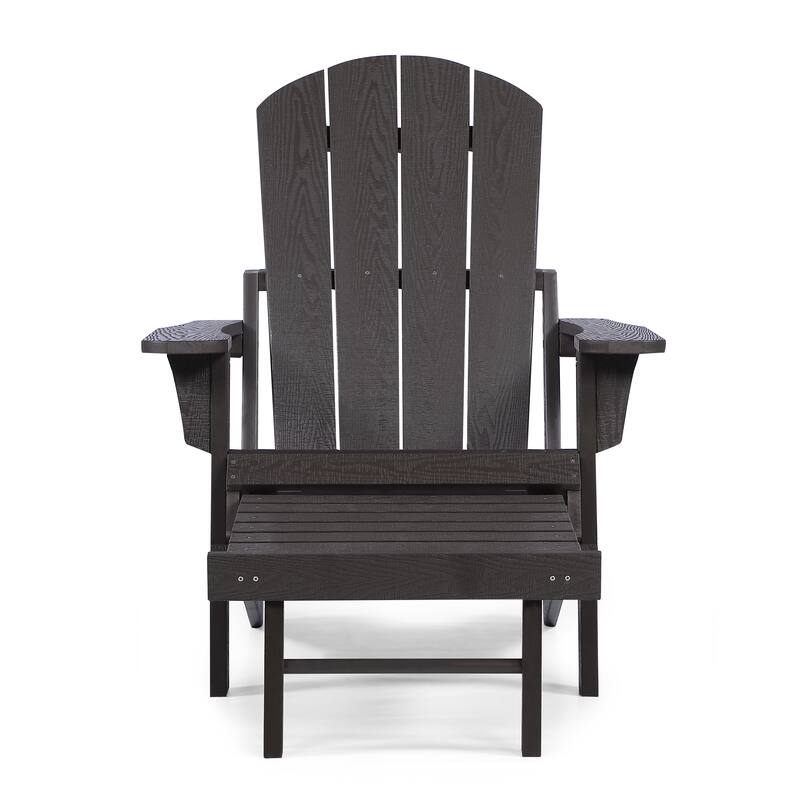 Hurley Folding Poly Plastic Adirondack Chair with Pull-out Ottoman
