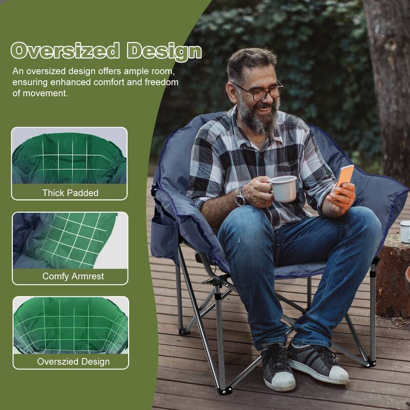 DoCred Oversized Camping Chair, Fully Padded Folding Moon Chair