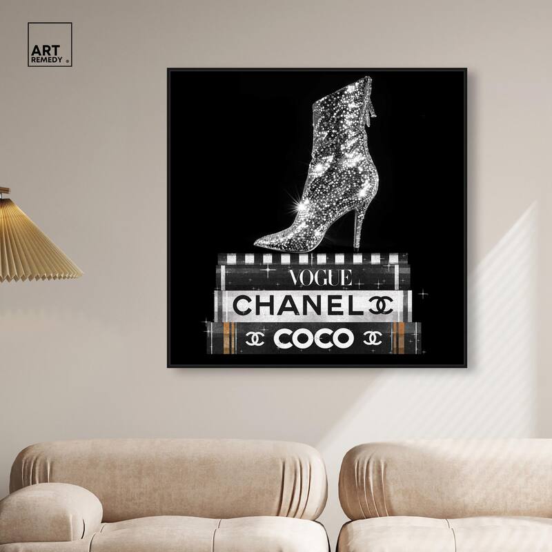 Cosmic Heel Boot and Books Canvas by Art Remedy