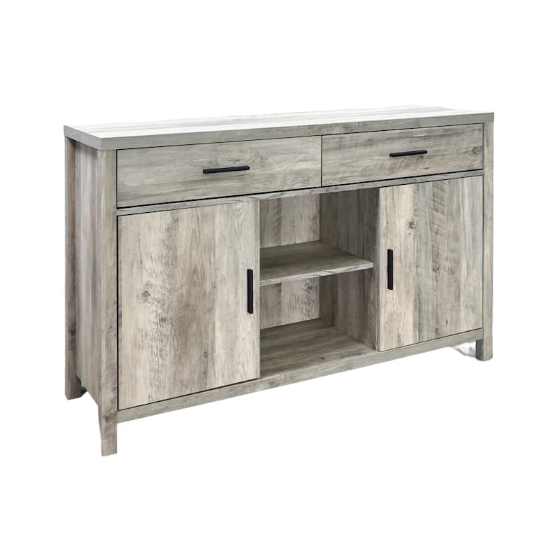 Q-Max 47"W Sideboard Storage Cabinet, Dining Server Cupboard Buffet Table with Two Cabinets, Two Drawers, Two Open Shelves