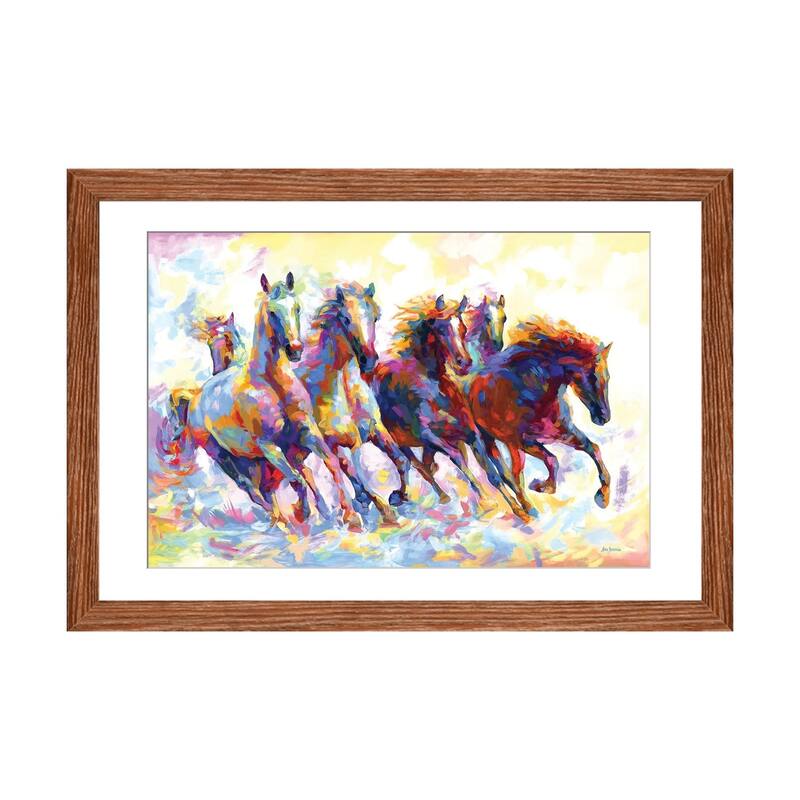 iCanvas "Wild Horses Running" by Leon Devenice - Walnut - 16x24x1