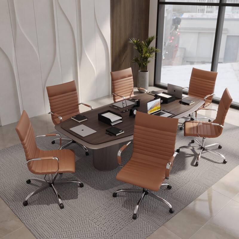 Harris Modern High-Back Leather Executive Office Chair with Steel Frame, Adjustable Height, Tilt Lock, & Swivel for Home/Office