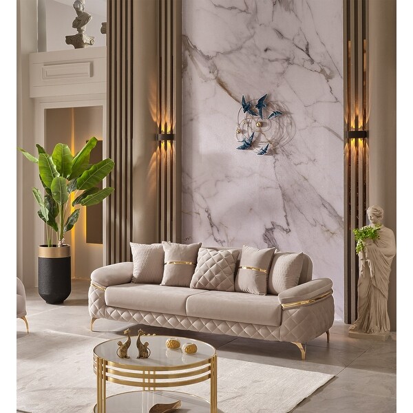 ORIC Modern Convertible Living Room Sofa with Metal Gold Leg Beige
