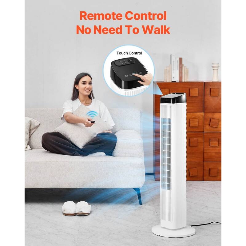 40" Tower Fan with Oscillation 3 Speeds Remote Control and Quiet Operation for Bedroom and Living Room - 12.1 x 39.2 inch