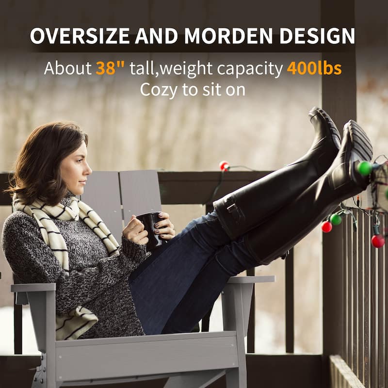 WINSOON Adirondack Chair Weather Resistant with Cup Holder