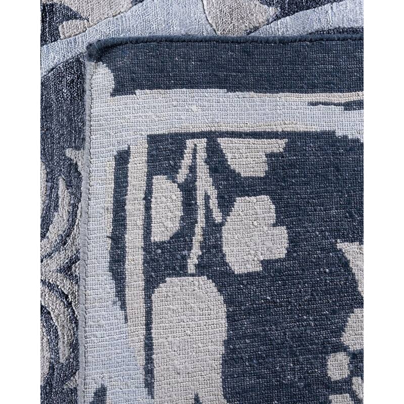 Modern One-of-a-Kind Hand-Knotted Area Rug - White, 9' 0" x 12' 3" - 9' 0" x 12' 3"