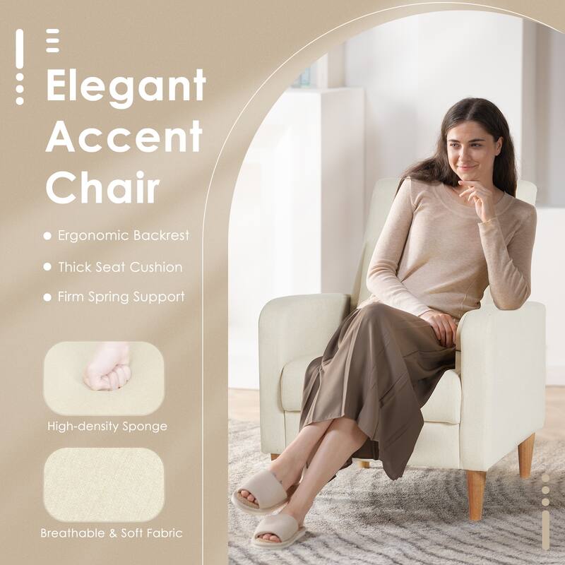 Modern Accent Chair with Pillow & Walnut Legs - Lounge Seat for Living Room, Compact Design
