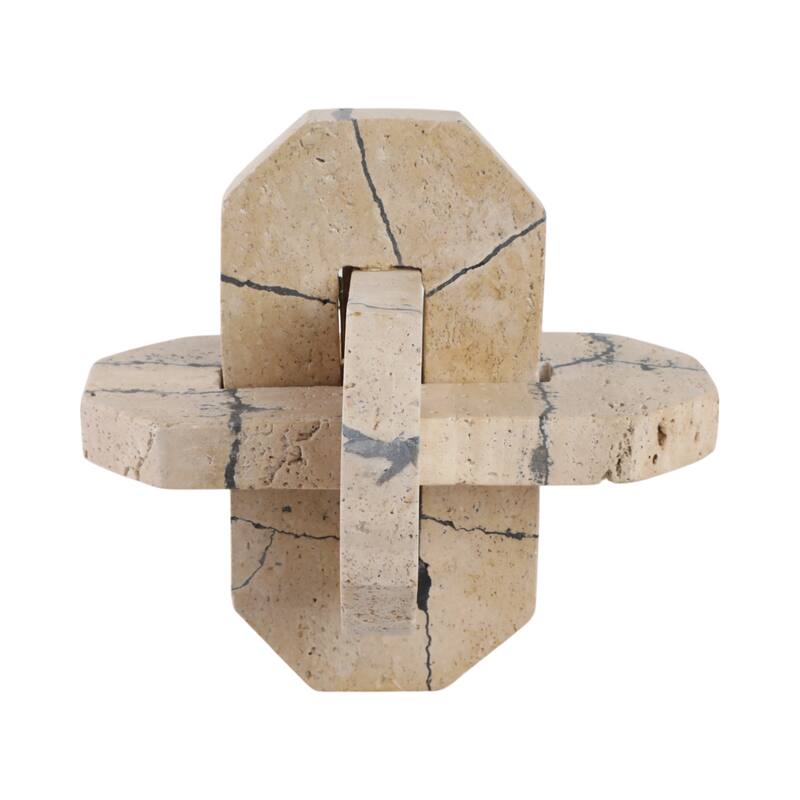 Stone Decorative Object Interlocking Geometric Sculptural Design