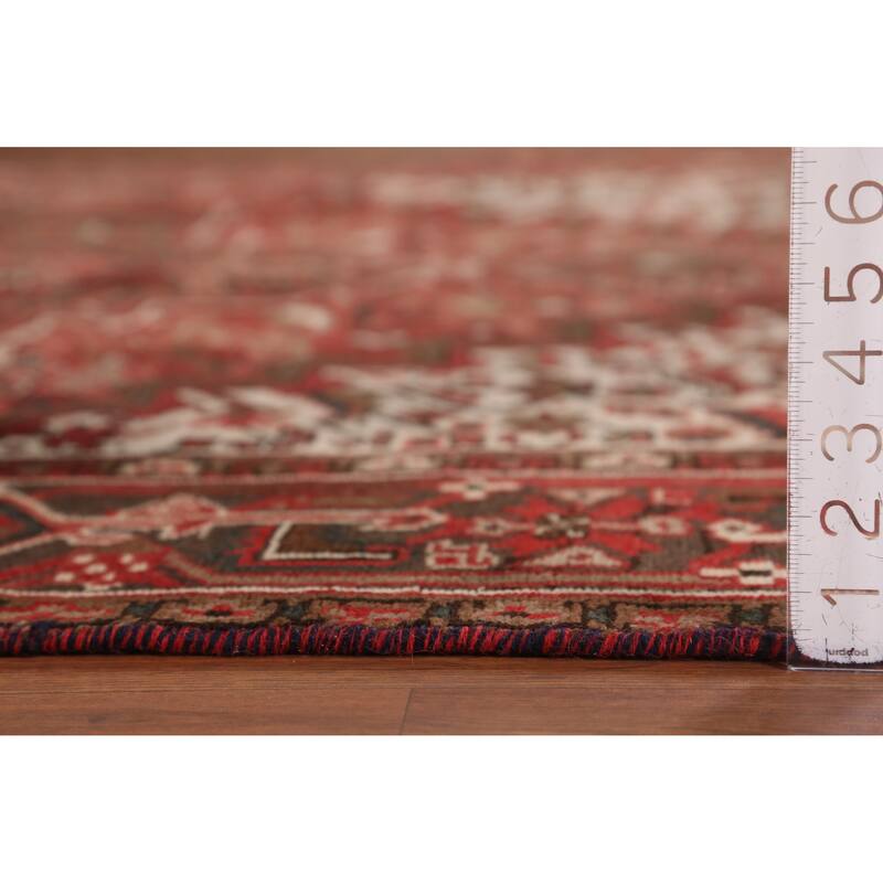Hand Knotted Oriental 100% Wool Carpet Traditional Medallion Red Heriz Area Rug - 9' 1'' X 6' 11''