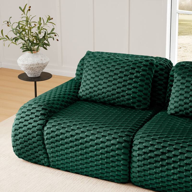 L-Shaped Modular Sectional Sofa for Living Room, Modern Upholstered Sofa Oversized Boneless Deep Seat Couch with Movable Ottoman