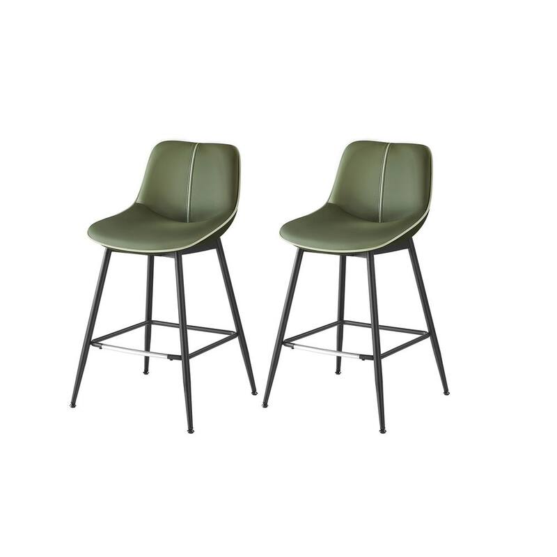 Contemporary Set of 2 Bar Stools - Stylish Seating Solution for Home - Forest Green - Counter Height