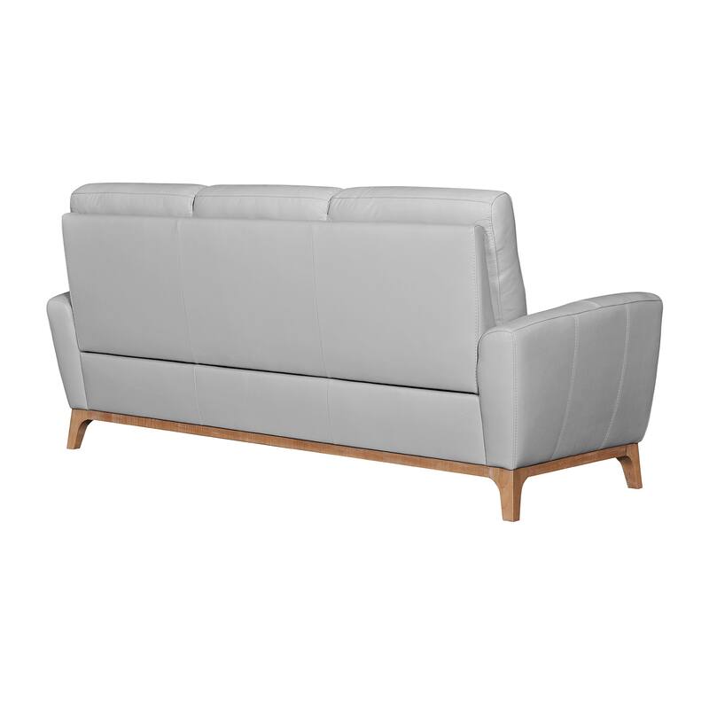 HomeRoots 83" Gray Leather Sofa With Brown Legs
