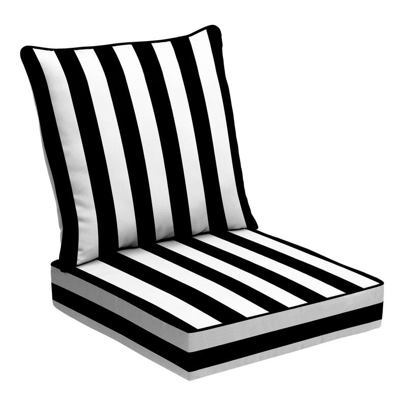 ARDEN Outdoor Foam Deep Seat Cushion Set, 24 in x 24 in - Black Cabana Stripe
