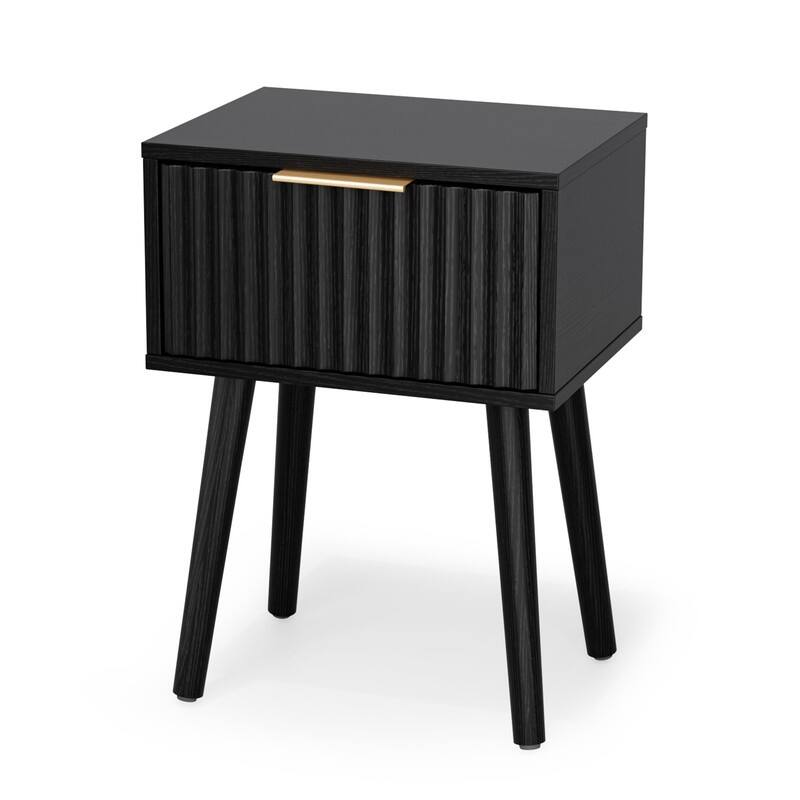 15.7"W Nightstand, Particleboard & MDF, Melamine & Vacuum Forming, 1 Drawer, High Leg (2 Pcs)