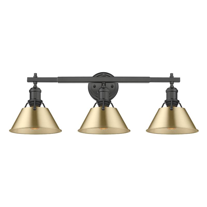Yep by Golden Lighting Orwell 3-light Vanity in Matte Black and Brushed Champagne Brass shade