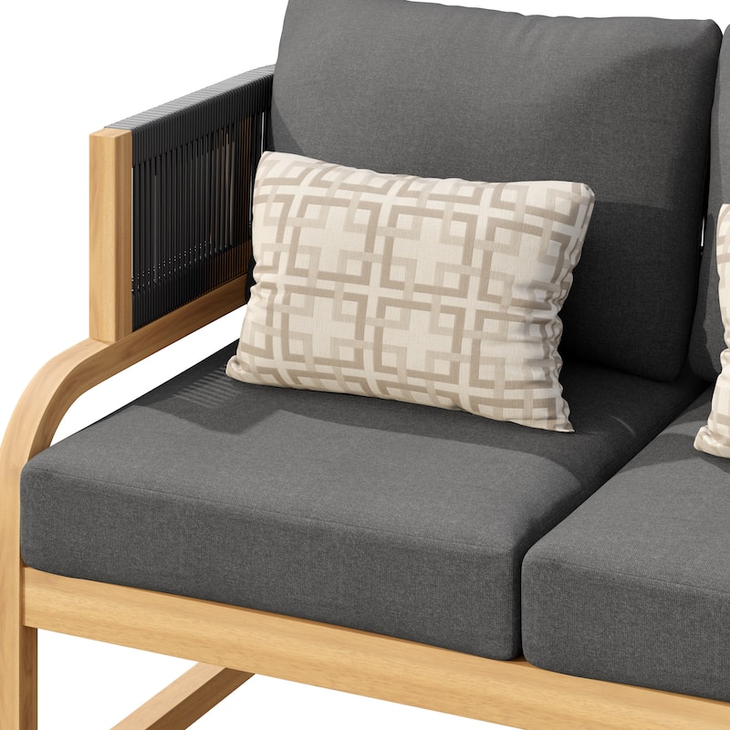 Corvus Rocio 3-piece Outdoor Acacia Conversation Set with Sunbrella Cushions and Pillows