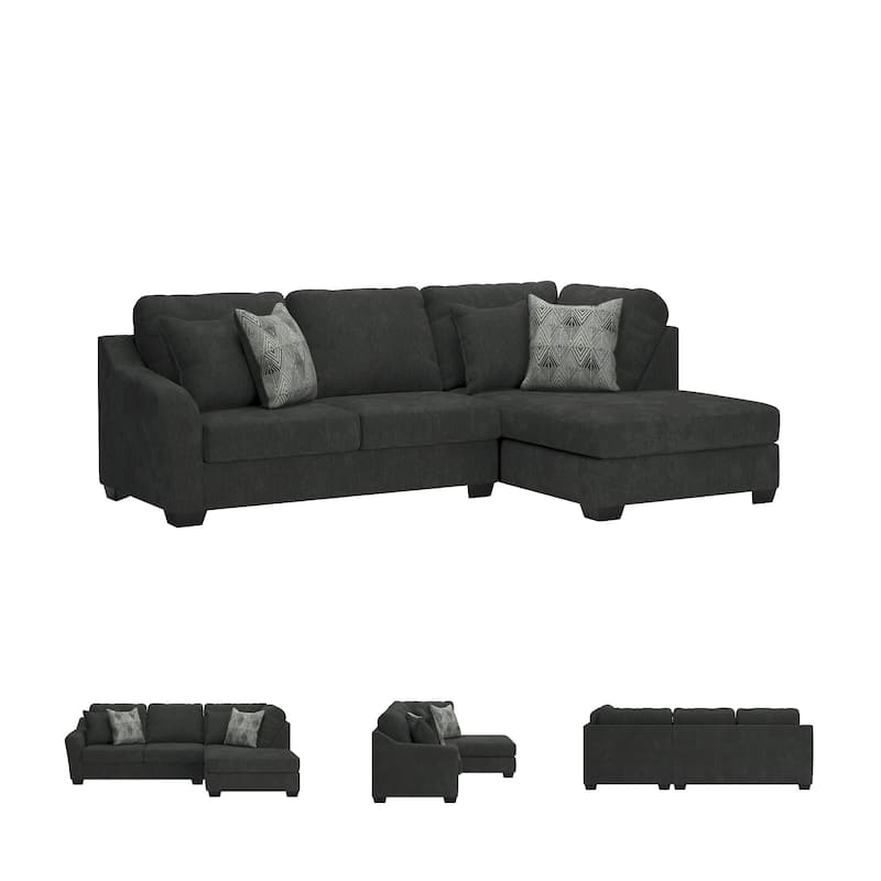 Signature Design by Ashley Biddeford Ebony 2-Piece Sectional with Chaise - 120"W x 75"D x 40"H