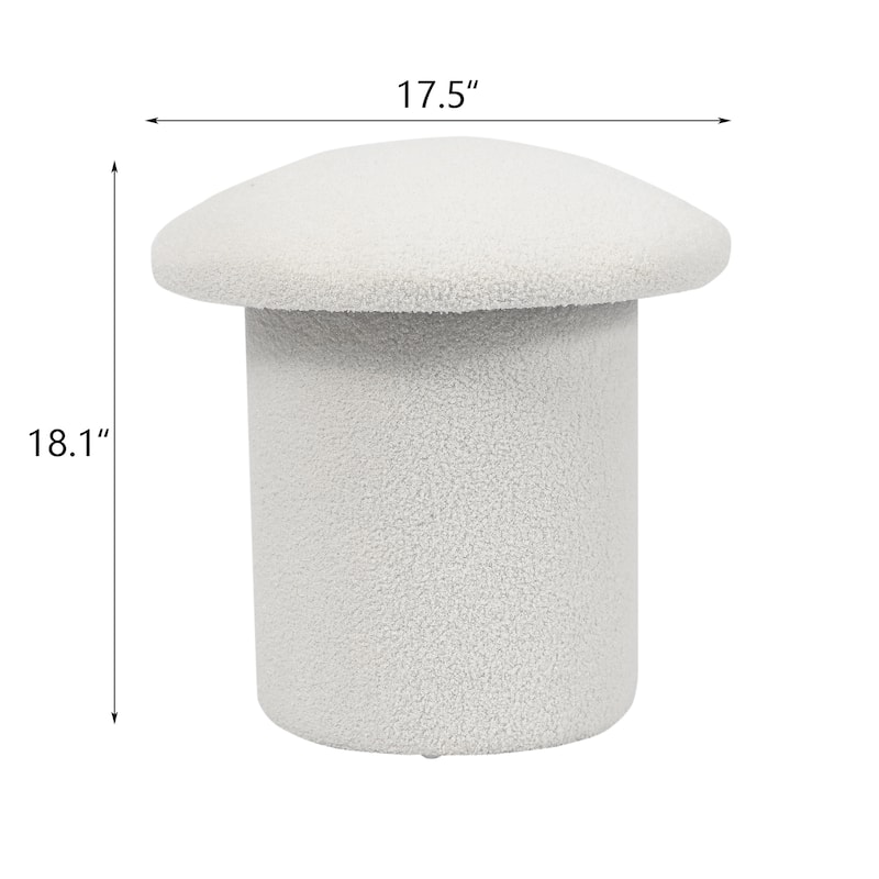 Adeco Mushroom Ottoman Teddy Velvet Foot Stool