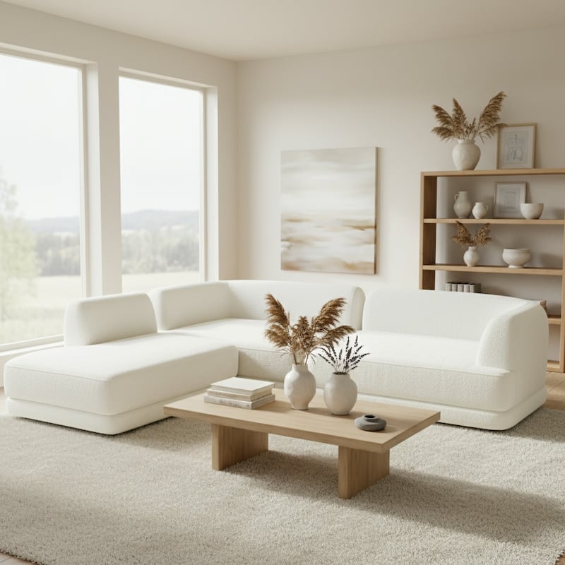 Christopher Knight Home - Modern L-Shaped Sectional Sofa Set & Chaise Lounge, High-Density Compressed Sponge, Fully Assembled - Beige