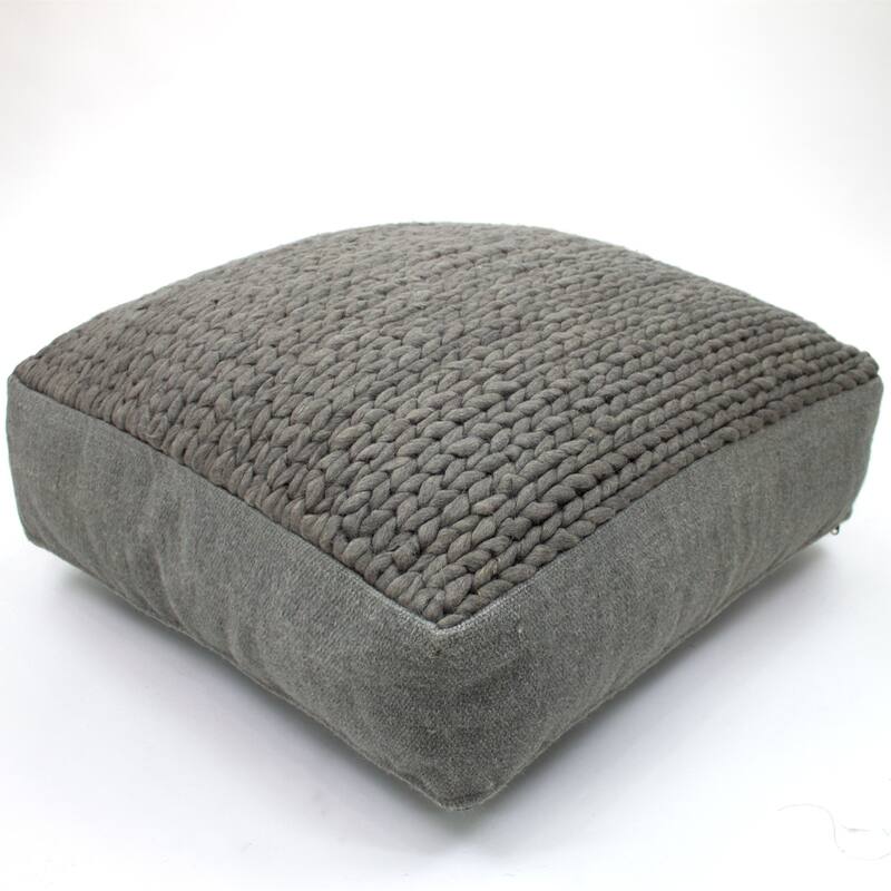 Jiti Indoor Braided Design Casual Lounging Pouf Ottoman Seating for Indoor Space. - dark grey