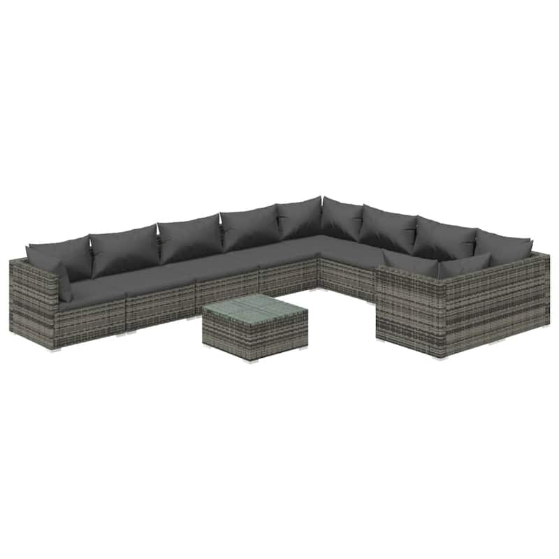 vidaXL Patio Lounge Set Outdoor Sectional Sofa Set Table Garden Poly Rattan - 27.6" x 27.6" x 23.8"