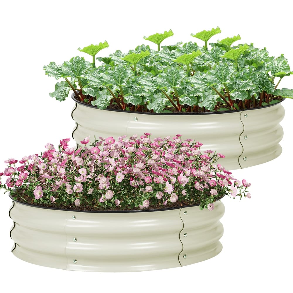 Aoodor Metal Galvanized Raised Garden Bed (Set of 2)
