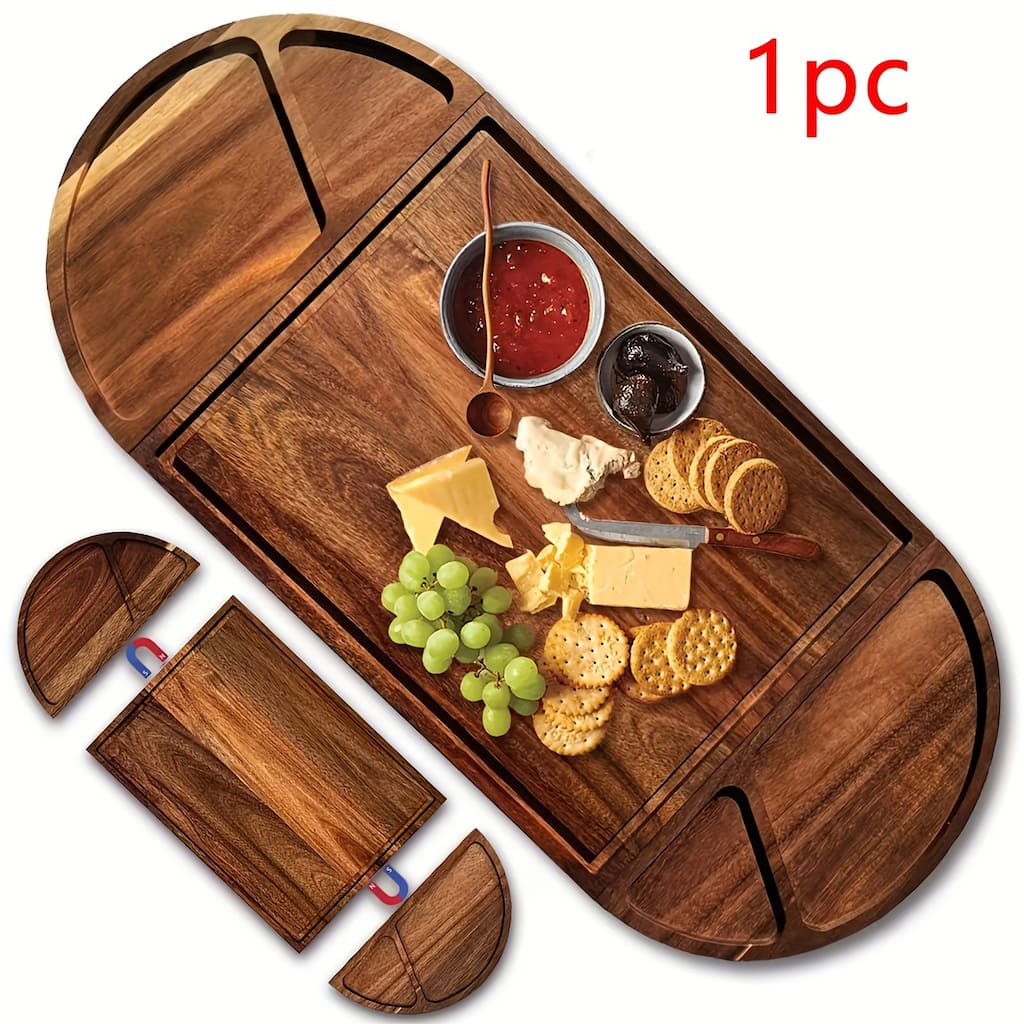 1PC Extra Large 26"X13" Magnetic Acacia Wood Charcuterie Board with Handles