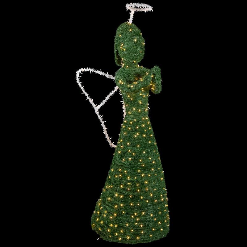 Lighted Commercial Topiary Angel Christmas Decor 6.5' White LED - Green