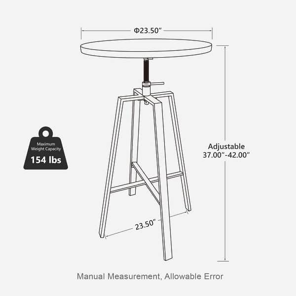 dimension image slide 1 of 5, Glitzhome Modern 3-Piece Adjustable Bar Table Faux Leather Stool Pub Sets