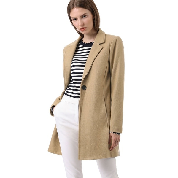 Women's Notched Lapel Button Closure Trench Coat Outwear