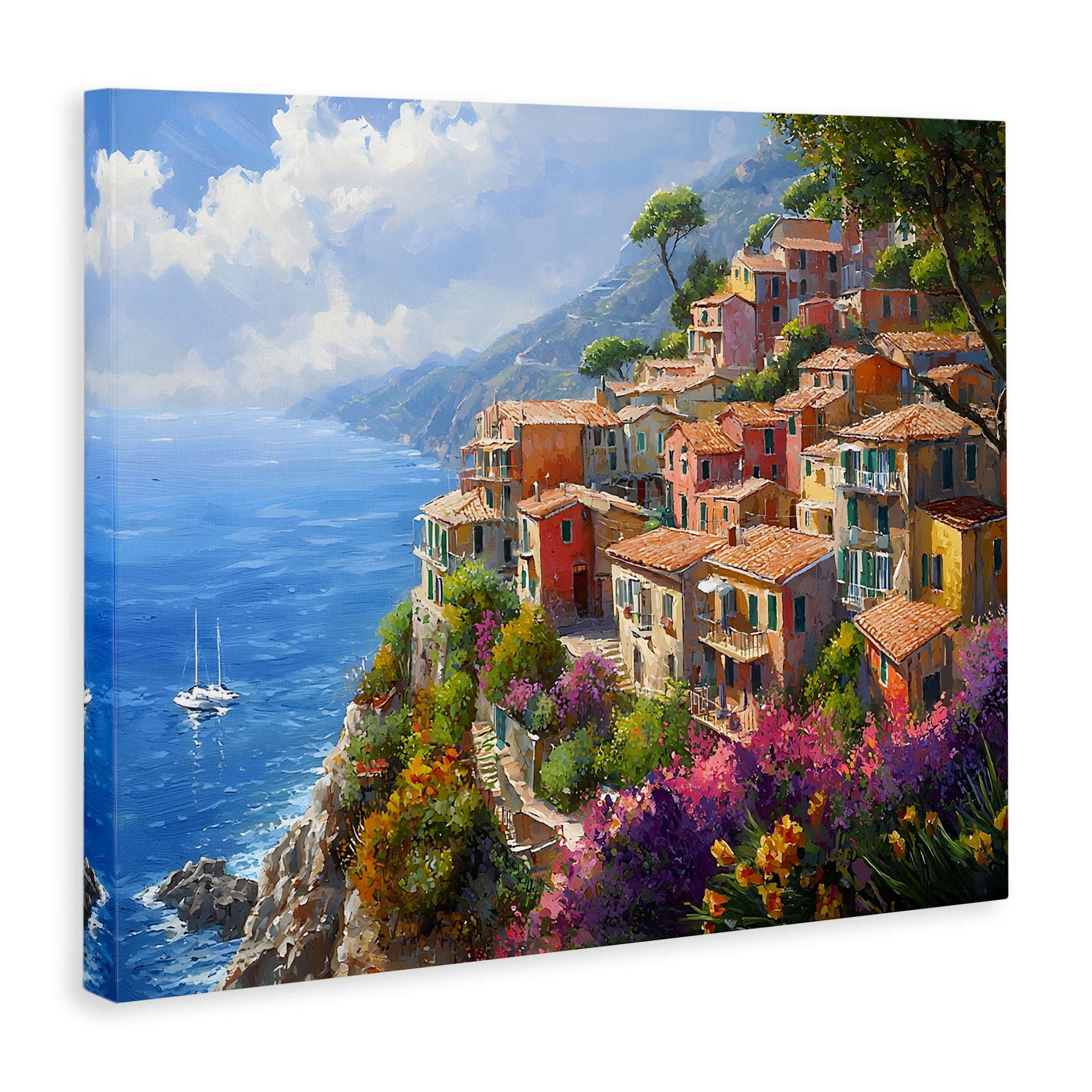 Stupell Coastal Seaside Village View Canvas Wall Art Design By
