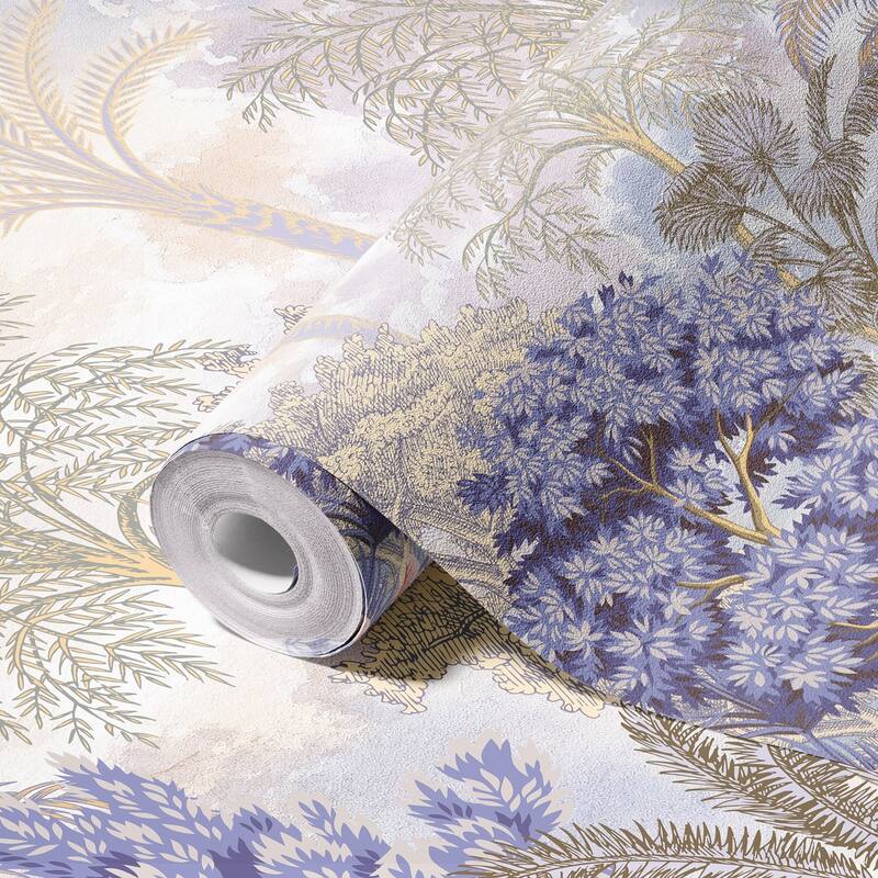 Pastel Tropical Forest Wallpaper Mural Purple Pink Foliage