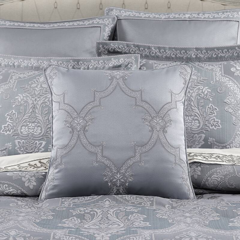 J. Queen New York Sondra Powder Blue 20" Square Embellished Decorative Throw Pillow - Accent - Polyester - Powder Blue