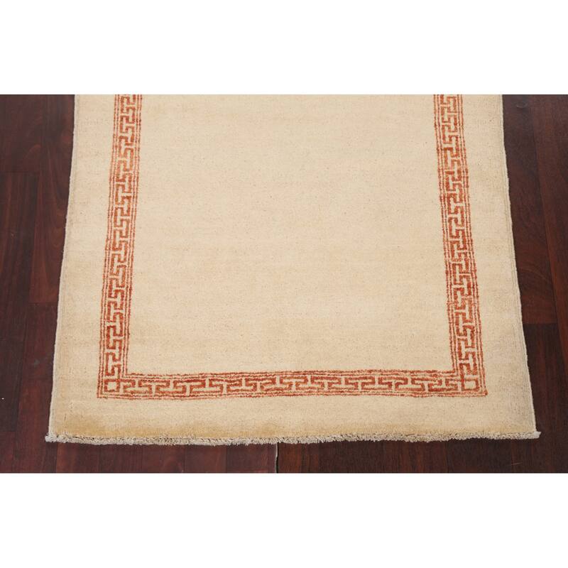 Geometric Bordered Gabbeh Kashkoli Oriental Area Rug Wool Hand-knotted - 3'3" x 5'0"