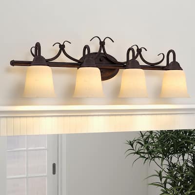 4-Light Forged Bronze Bathroom Vanity Light