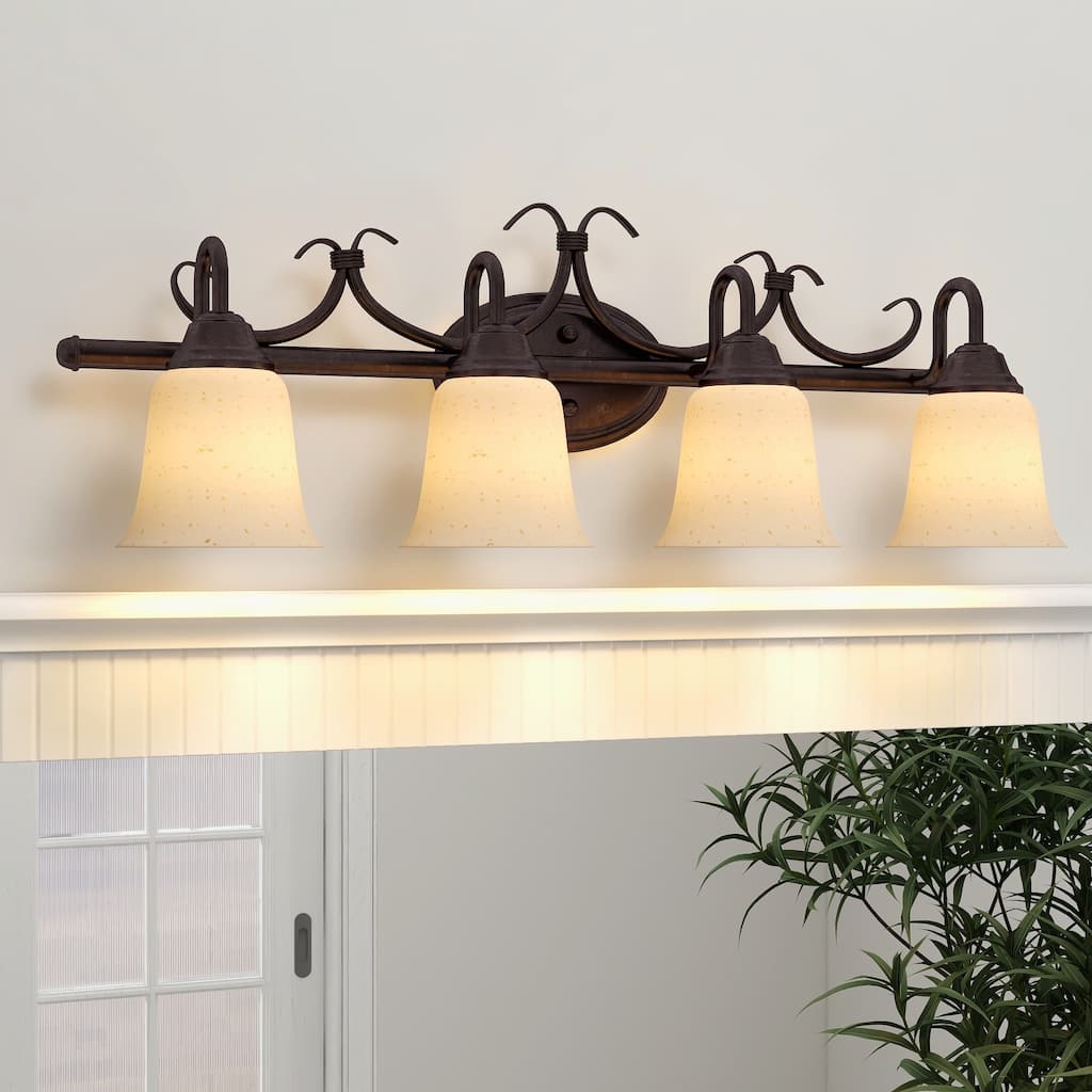 4-Light Forged Bronze Bathroom Vanity Light