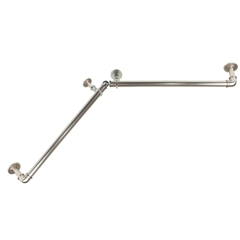 InStyleDesign 1" Blackout Corner Curtain Rod - 48 to 84 inches - Satin Nickel