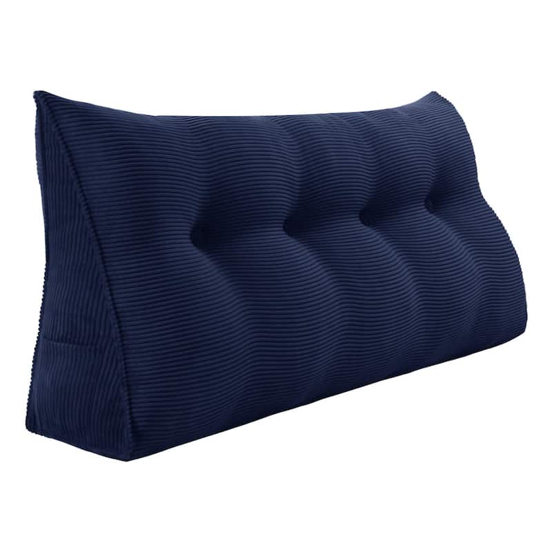 WOWMAX Large Reading Wedge Headboard Pillow for Bed Rest Back Support - Full - Navy