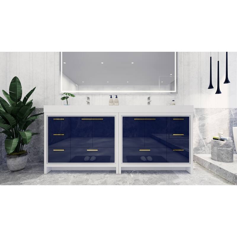 Dove 84'' Freestanding Vanity with Double Reinforced Acrylic Sink
