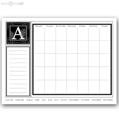 'Monogram' Dry Erase Monthly Calendar on ArtPlexi (20" x 30")
