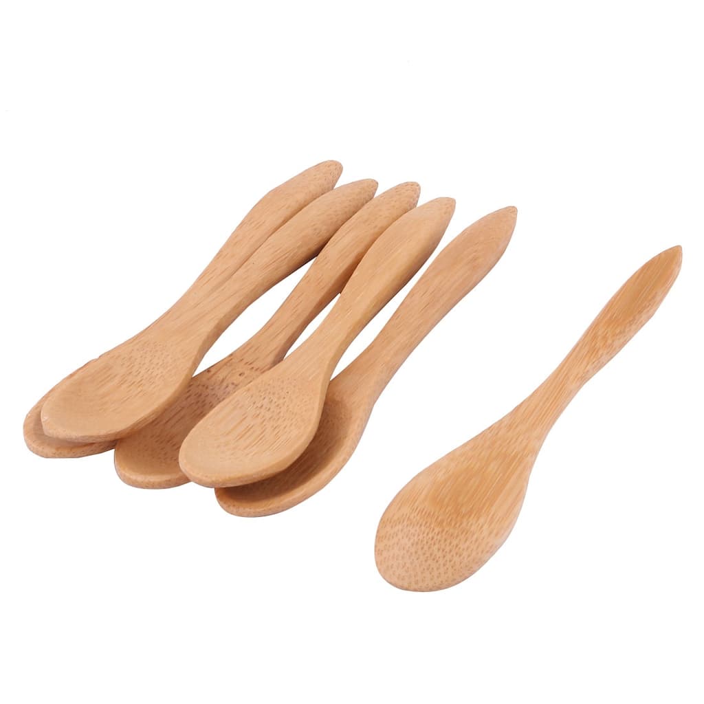 Kitchen Coffee Tea Sugar Salt Wooden Scoop Spoon Wood Color 6pcs - Wood Color - 4" x 1" x 0.3"(L*W*H)