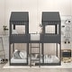 preview thumbnail 4 of 24, Full Over Full WoodBunk Bed with Roof, Window, Guardrail, Ladder