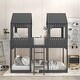 preview thumbnail 1 of 8, Wooden Twin Over Full Bunk Bed, Loft Bed with Playhouse, Farmhouse, Ladder, Slide and Guardrails Antique Gray