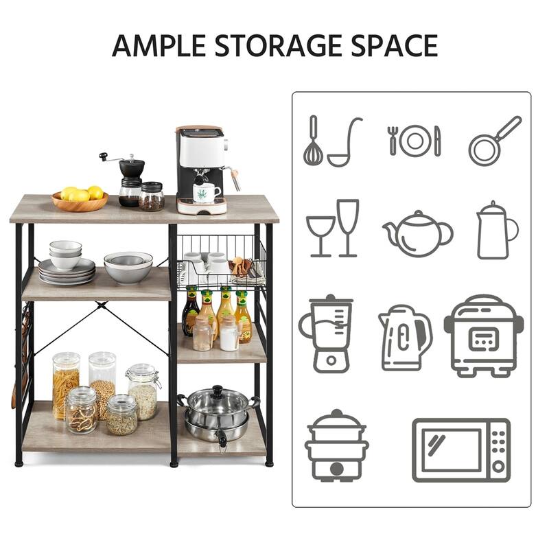 Yaheetech Metal Frame Baker's Rack Kitchen Island Storage Shelf