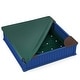 preview thumbnail 3 of 21, Large Kids Sandbox with Cover & Seats, HDPE Outdoor Sand Pit for Backyard Play, Ages 3+ - 48.5" x 48.5" x 12.5" Navy