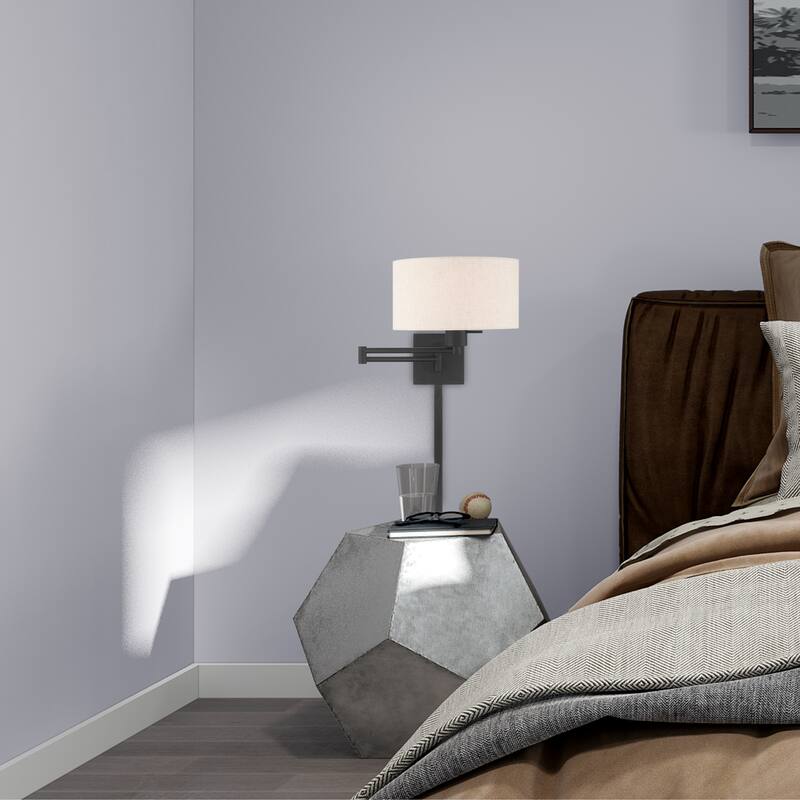 Livex Lighting 1-Light Drum Shade Swing Arm Wall Lamp, 40037