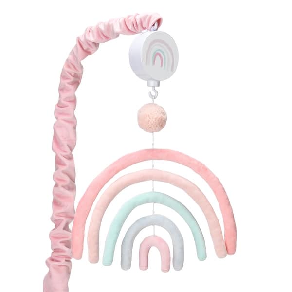 slide 2 of 7, Lambs & Ivy Watercolor Pastel Rainbow/Pom Pom Musical Baby Nursery Crib Mobile