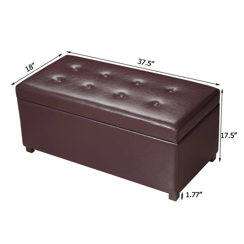 Adeco Rectangle Storage Ottoman Bench for Living Room Bedroom